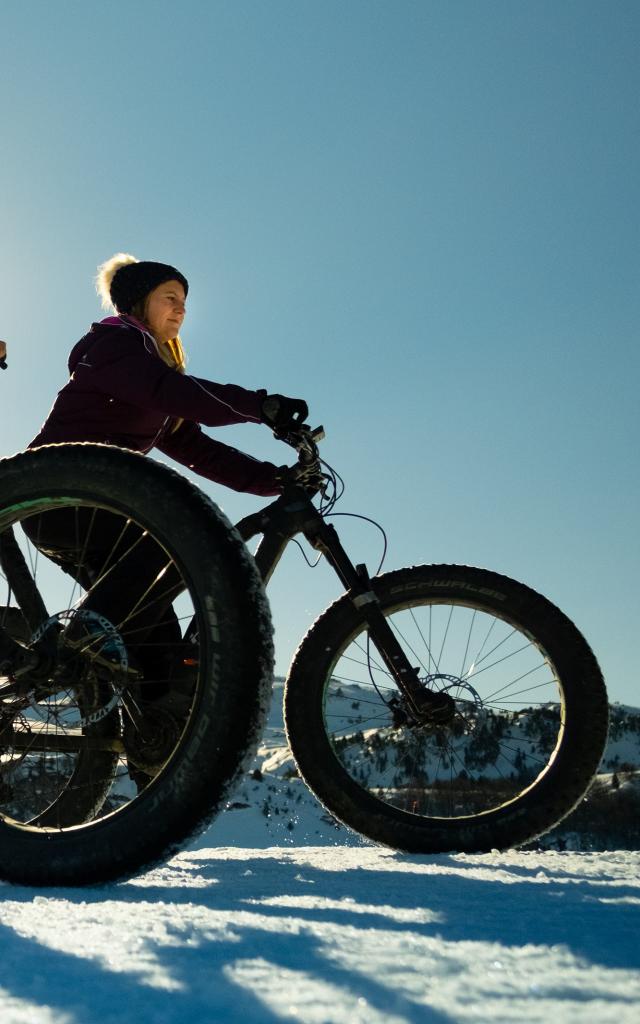 Balade en fat bike sur les crêtes du Soudet à l'espace nordique de la Pierre Saint-Martin