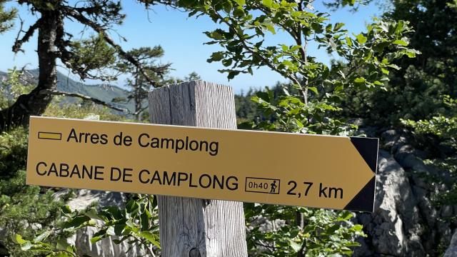 Balisage sur le sentier des Orgues Camplong , montagne d'été , La Pierre Saint-Martin