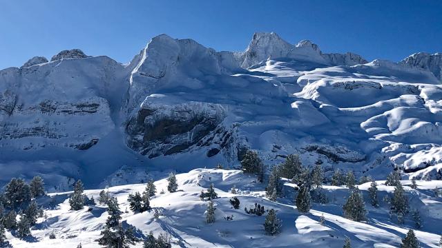 Paysage enneigé à l'Espace nordique du Somport en vallée d'Aspe