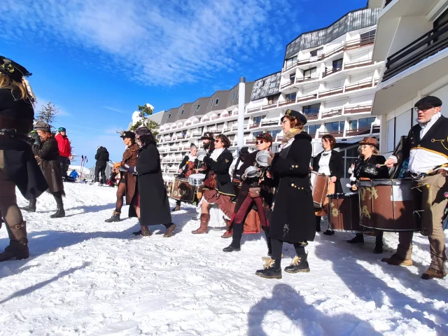 Animation musicale sur le front de neige de La Pierre Saint-Martin